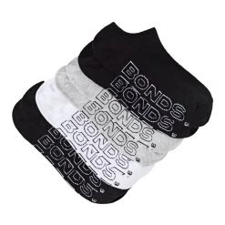 Bonds Logo Light No Show Socks 4 Pack White & Black