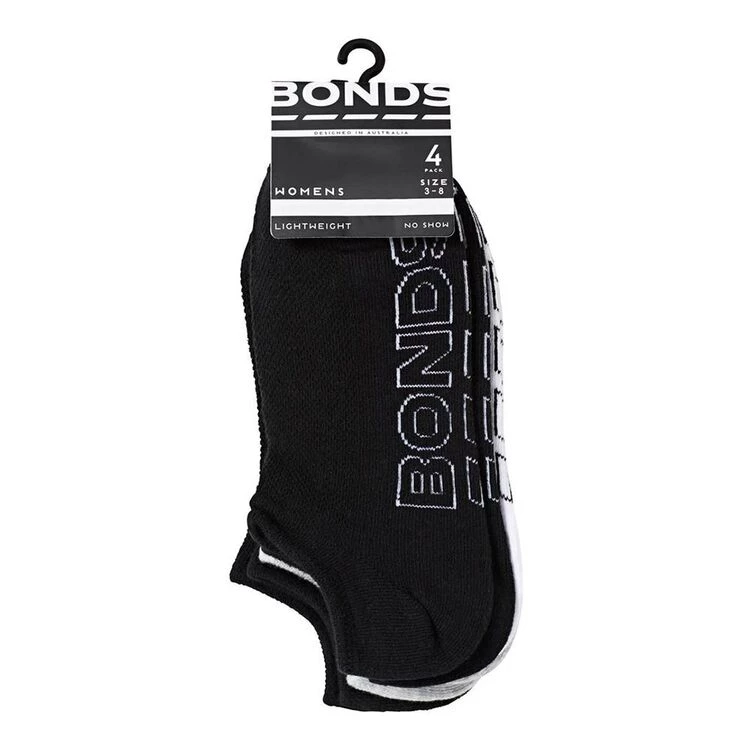 Bonds Logo Light No Show Socks 4 Pack White & Black 4 Bonds Logo Light No Show Socks 4 Pack White & Black - Image 2