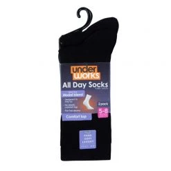 Underworks Plain Model Socks 2 Pack Black -women's clothing Sales 570240 C 0001 00