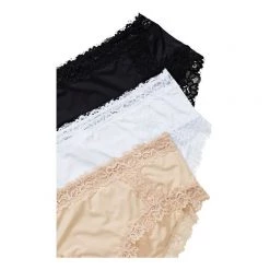 Sash & Rose 3 Pack Micro Lace Midi Brief Black White