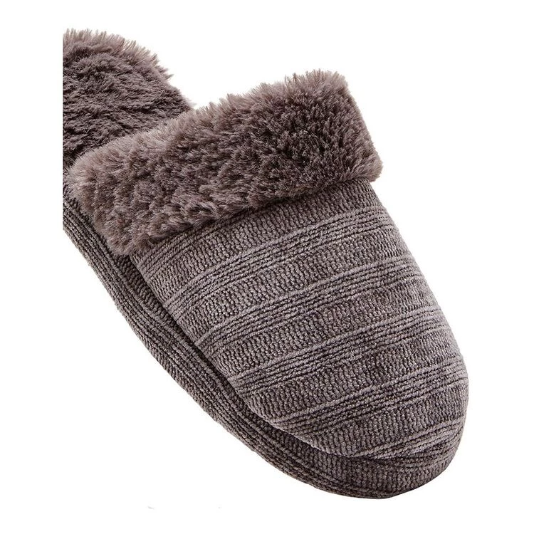 Sash & Rose Polly Cuff Slide On Slipper Grey 3 Sash & Rose Polly Cuff Slide On Slipper Grey