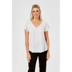 Khoko Smart Flutter Sleeve Top White -women's clothing Sales 602758 C 0100 00