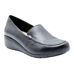 Hush Puppies Diandra Leather Wedge Heel Loafers Black -women's clothing Sales 604388 C 0001 00 3