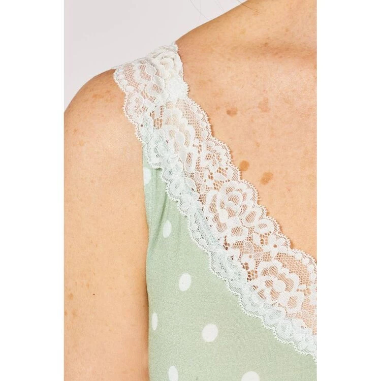 Jane Lamerton Jersey Lace Trim Camisole Green & White 3 Jane Lamerton Jersey Lace Trim Camisole Green & White