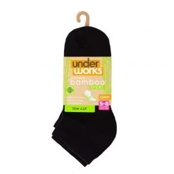 Underworks Ladies Eco Bamboo Sport Low Cut Socks 3 Pack Black -women's clothing Sales 614998 C 0001 00