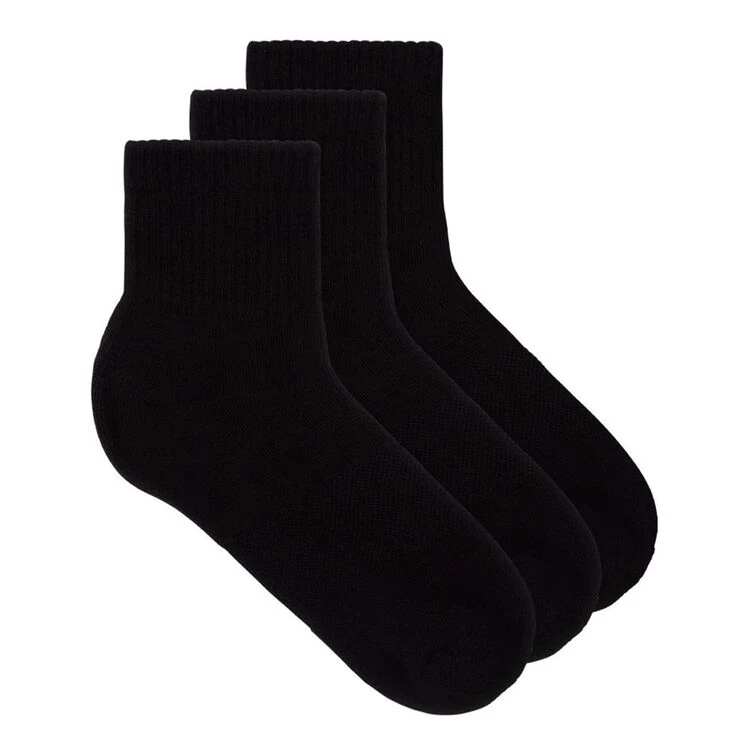 Underworks Ladies Eco Bamboo Sport Quarter Crew Socks 3 Pack Black 5 Underworks Ladies Eco Bamboo Sport Quarter Crew Socks 3 Pack Black - Image 3