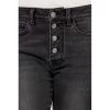 Khoko Collection Exposed Button Slim Leg Jean Charcoal