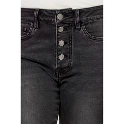 Khoko Collection Exposed Button Slim Leg Jean Charcoal