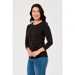 Khoko Basics 3/4 Sleeve Core Tee Black -women's clothing Sales 615759 C 0001 00 2
