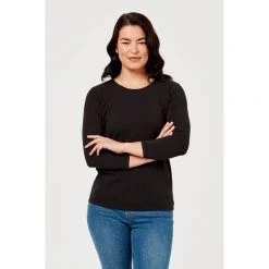 Khoko Basics 3/4 Sleeve Core Tee Black -women's clothing Sales 615759 C 0001 00