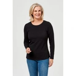 Khoko Basics Long Sleeve Core Tee Black -women's clothing Sales 615760 C 0001 00