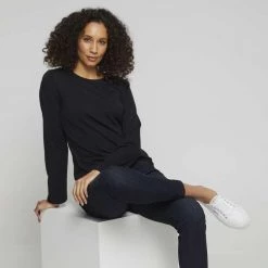 Khoko Basics Long Sleeve Core Tee Black -women's clothing Sales 615760 C 0001 00 7