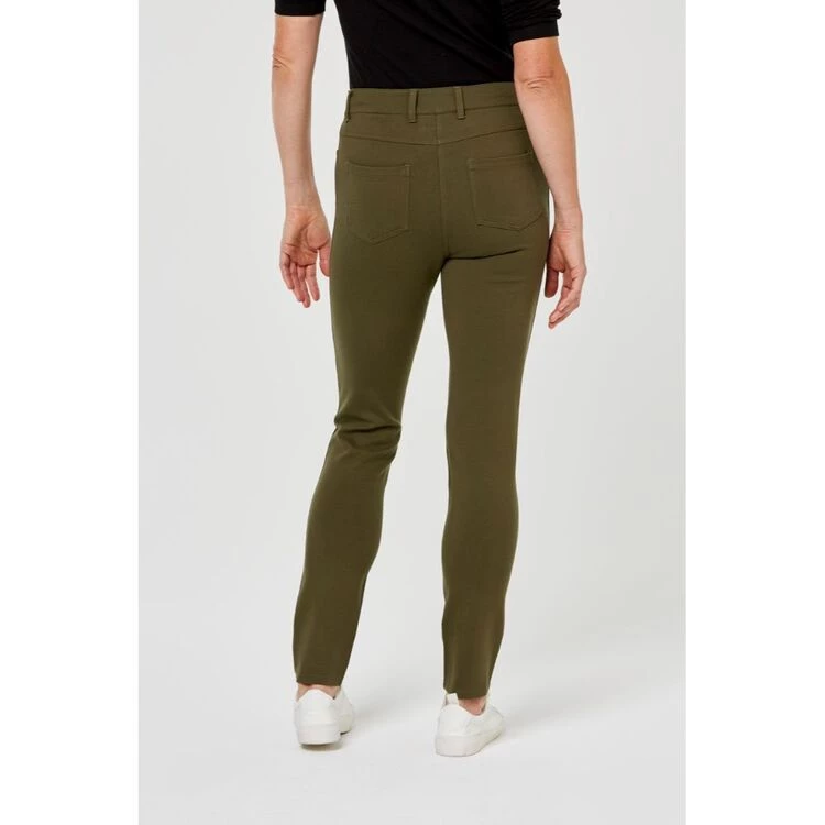 Khoko Collection Jean Style Ponte Pant Khaki 4 Khoko Collection Jean Style Ponte Pant Khaki - Image 2