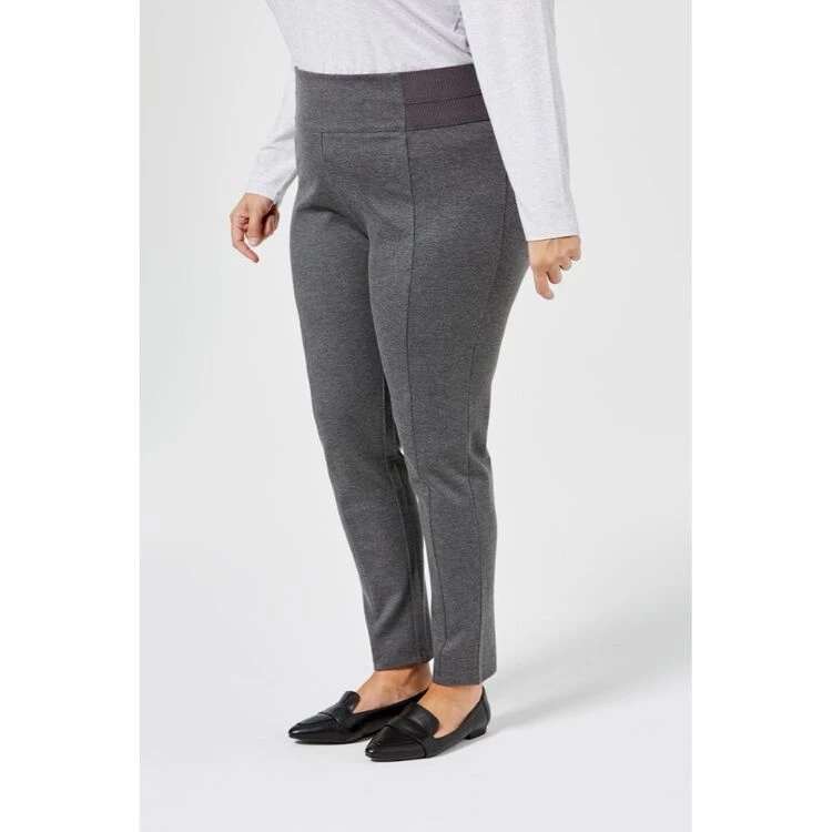 Khoko Plus Elastic Waist Ponte Pant Charcoal 5 Khoko Plus Elastic Waist Ponte Pant Charcoal - Image 3