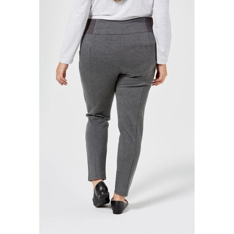 Khoko Plus Elastic Waist Ponte Pant Charcoal 4 Khoko Plus Elastic Waist Ponte Pant Charcoal - Image 2