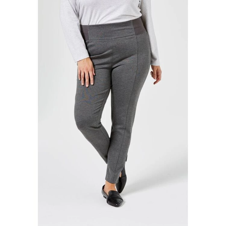 Khoko Plus Elastic Waist Ponte Pant Charcoal 6 Khoko Plus Elastic Waist Ponte Pant Charcoal - Image 4