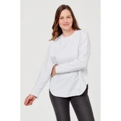 Khoko Collection Curved Hem Fleece Top Marle -women's clothing Sales 616944 C 0060 38 2