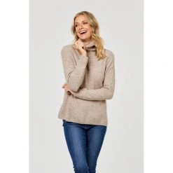 Khoko Collection Cowl Neck Rib Jumper Fawn 9 Khoko Collection Cowl Neck Rib Jumper Fawn -women's clothing Sales 617287 C 0210 77