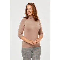 Khoko Smart Roll Neck Raglan 3/4 Sleeve Camel 9 Khoko Smart Roll Neck Raglan 3/4 Sleeve Camel -women's clothing Sales 617347 C 0251 24