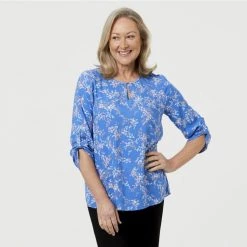 Savannah Keyhole Blouse Floral -women's clothing Sales 618736 C 0680 60