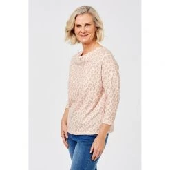 Savannah Cosy Cowl Neck 3/4 Sleeve Top Animal -women's clothing Sales 620245 C 0310 14 2