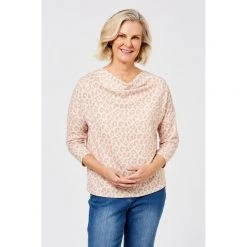 Savannah Cosy Cowl Neck 3/4 Sleeve Top Animal -women's clothing Sales 620245 C 0310 14