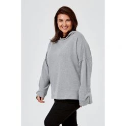 Khoko Plus Funnel Neck Sweat Top Mid Grey -women's clothing Sales 620858 C 0031 44 2