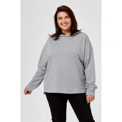 Khoko Plus Funnel Neck Sweat Top Mid Grey -women's clothing Sales 620858 C 0031 44