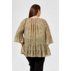 Khoko Plus Ruffle Tunic Khaki -women's clothing Sales 620875 C 0312 62 3