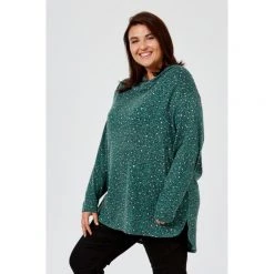 Khoko Plus Cowl Neck Brushed Top Green -women's clothing Sales 620979 C 0300 00 2