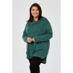Khoko Plus Cowl Neck Brushed Top Green -women's clothing Sales 620979 C 0300 00