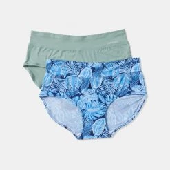 Ambra Smooth Lines Full Brief 2 Pack Green & Blue