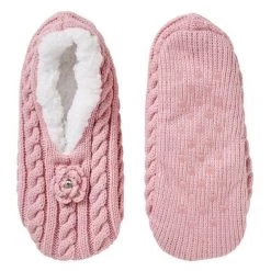 Sash & Rose Cable Knit Slipper Socks Blush