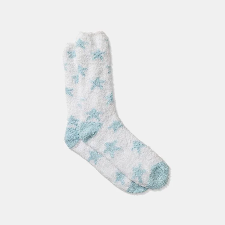 Sash & Rose Fluffy Knit Home Socks 2 Pack Light Blue & White 4 Sash & Rose Fluffy Knit Home Socks 2 Pack Light Blue & White - Image 2