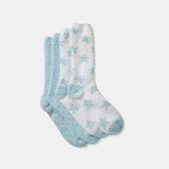 Sash & Rose Fluffy Knit Home Socks 2 Pack Light Blue & White 7 Sash & Rose Fluffy Knit Home Socks 2 Pack Light Blue & White -women's clothing Sales 621052 C 1450 42