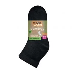 Underworks 3 Pack Organic Bamboo Ankle Boot Socks Black
