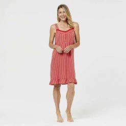 Leona Edmiston Ruby Candy Stripe Nightie Pink & Red -women's clothing Sales 621273 C 1651 30
