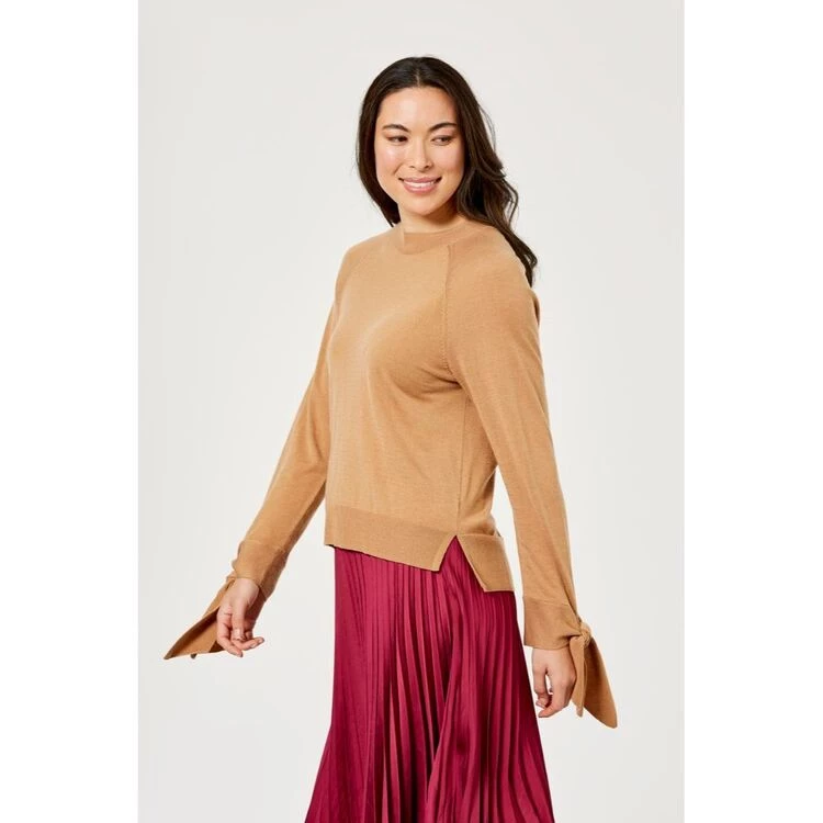 JB Jayson Brunsdon Tie Sleeve Jumper Camel 5 JB Jayson Brunsdon Tie Sleeve Jumper Camel - Image 3