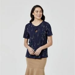 Khoko Smart Envelope Neck Top Flower -women's clothing Sales 621478 C 0962 43