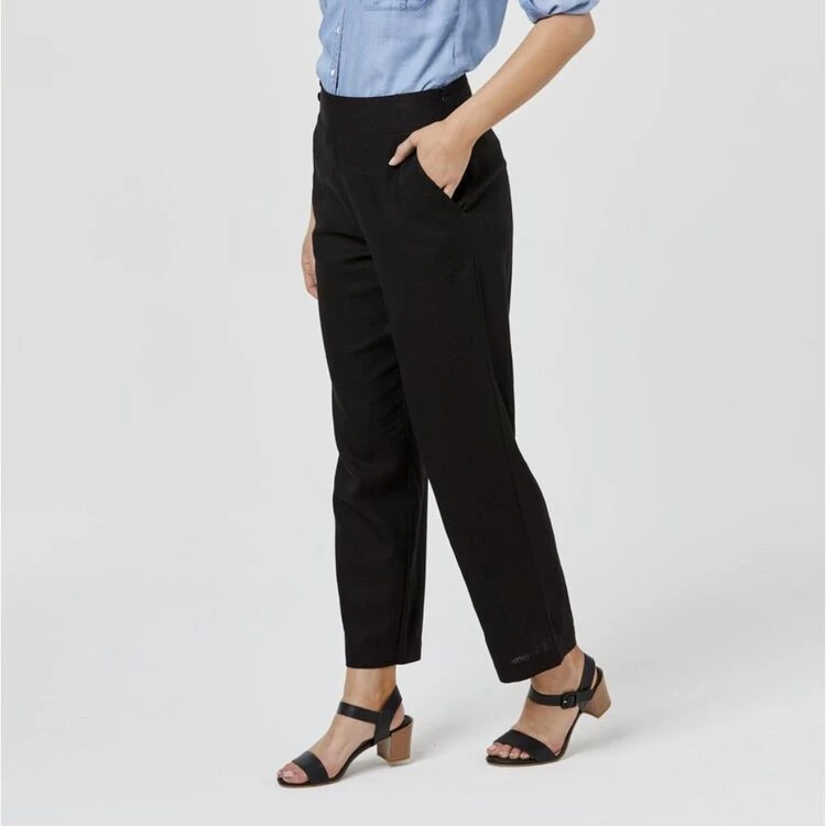 Khoko Smart Button Linen Pant Black 5 Khoko Smart Button Linen Pant Black - Image 3