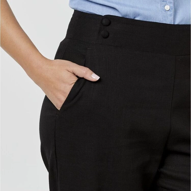 Khoko Smart Button Linen Pant Black 3 Khoko Smart Button Linen Pant Black