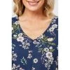 Khoko Smart Print Linen V Neck Blouse Bouquet -women's clothing Sales 621484 C 0960 54 4