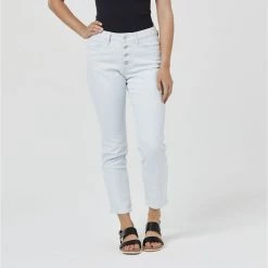 Khoko Denim Exposed Button Slim Leg Jean Wash Blue -women's clothing Sales 622380 C 1981 55