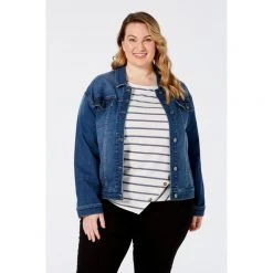 Khoko Plus Denim Jacket Mid Wash -women's clothing Sales 622387 C 1981 08