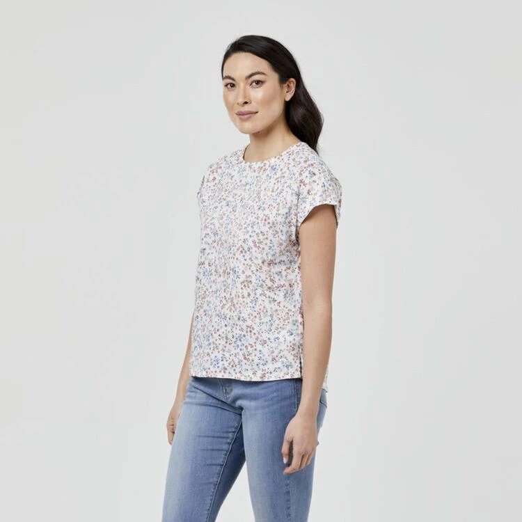 Khoko Collection Linen Cuff Sleeve Top Ditzy Floral 5 Khoko Collection Linen Cuff Sleeve Top Ditzy Floral - Image 3