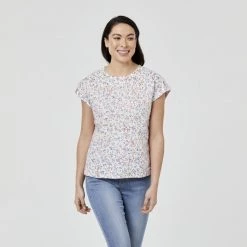 Khoko Collection Linen Cuff Sleeve Top Ditzy Floral 9 Khoko Collection Linen Cuff Sleeve Top Ditzy Floral -women's clothing Sales 622399 C 0961 70