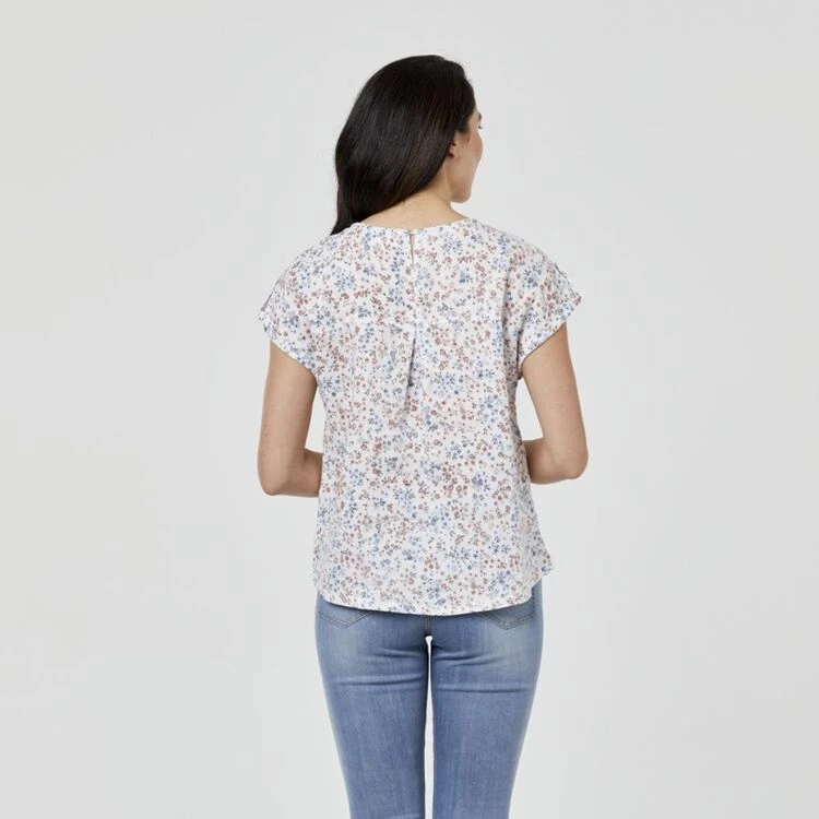 Khoko Collection Linen Cuff Sleeve Top Ditzy Floral 4 Khoko Collection Linen Cuff Sleeve Top Ditzy Floral - Image 2