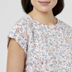 Khoko Collection Linen Cuff Sleeve Top Ditzy Floral