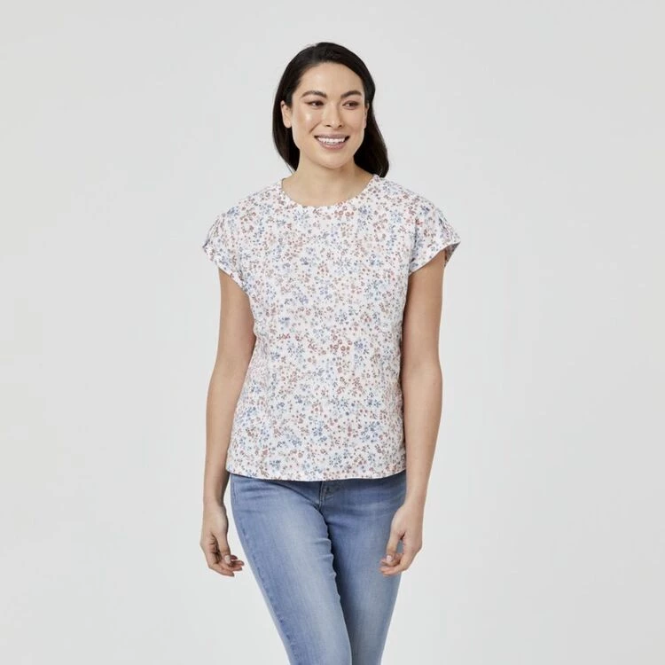 Khoko Collection Linen Cuff Sleeve Top Ditzy Floral 6 Khoko Collection Linen Cuff Sleeve Top Ditzy Floral - Image 4