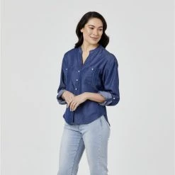 Khoko Denim Indigo Tencel Shirt Bleach Wash -women's clothing Sales 622402 C 1980 14 2